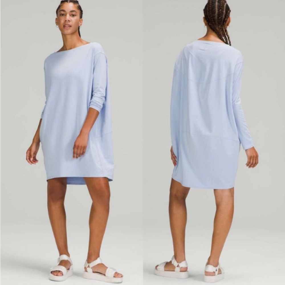 Lululemon Back in Action Long Sleeve Shirt Dress, Pastel Blue